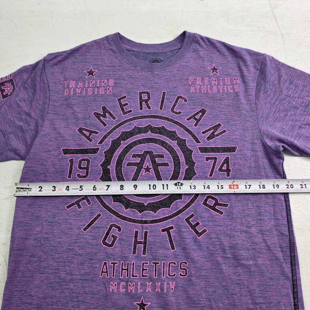 American Fighter‎ Mens Sz L Purple Pink Training T-Shirt UFC MMA Gym Workout EUC